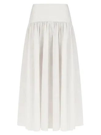 Staud Neutrals Procida Gathered Long Skirt