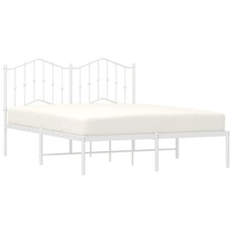 vidaXL Estructura Cama Sin Colch&oacute;n Con Cabecero Metal Blanco 140x190cm Vidaxl