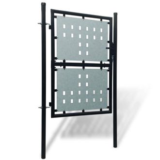 Berkfield Home Black Single Door Fence Gate 100 x 200 cm