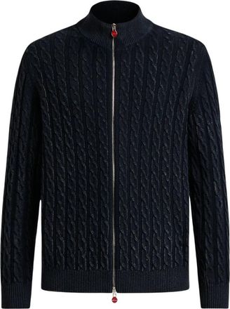 Kiton Cashmere Full-Zip Vest - Heren - Cashmere truien - Blauw - XL - Kasjmier - Truien & Vesten