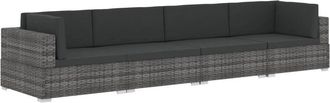 vidaXL Set de sofás de jardín con cojines 4 pzas ratán sintético gris Vidaxl