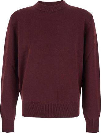 Sunflower Bordeaux Crew Neck Sweater With Dropped Shoulder In Wool Blend Man