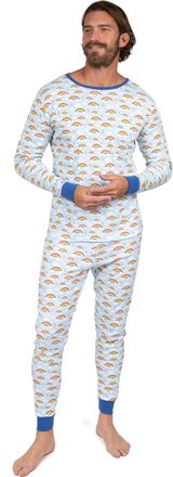 Leveret Mens Two Piece Cotton Pajamas Rainbow Blue