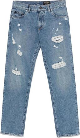 Dolce & Gabbana Klassieke katoenen jeans met label - Heren - Regular Fit Jeans - Blauw - XL - Katoen - Jeans