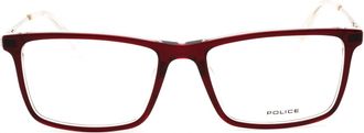 Police VPLD08 Rectangular Acetate Eyeglasses - Bordeaux