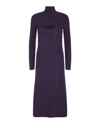 Ferragamo Womens Lam&eacute; Wool Blend Dress In Purple
