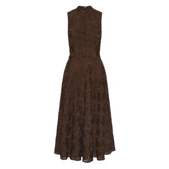 Rotate Maxi Mesh Jurk - Dames - Casual kleedjes - Bruin - M - Kleedjes