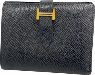 Herm&egrave;s Black Epsom Leather Wallet (Bi-Fold) (Pre-Owned)