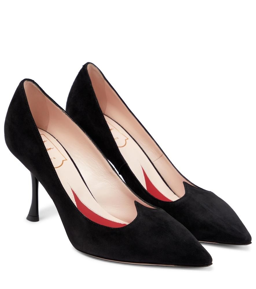 パンプス Roger Vivier Belle Vivier Tobacco Suede Decollette ROGER VIVIER Belle Vivier 45 embellished suede pumps | NET-A
