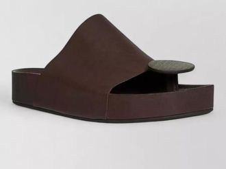 Uma Wang round leather strap flat slide sandal