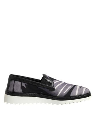 Dolce & Gabbana Mens Black Tropical Slip On Men Sneakers Shoes Cotton - Size 40.5 EU/IT