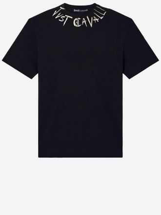 Just Cavalli Baumwoll-T-Shirt mit Logo um den Hals