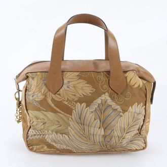 Ferragamo Brown Leather Nylon Handbag Tote Bag (Pre-Owned)