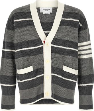 Thom Browne Grey Striped Cardigan