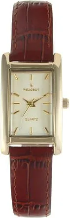 Peugeot Classic Rectangular Leather Watch- 34x20MM in Brown at Nordstrom