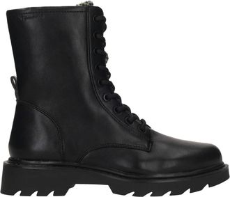 Tamaris Zwarte veterlaars met dierenprint - Dames - Veterlaarzen - Zwart - 40 EU - Schoenen