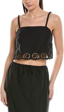 Onia Air Linen-Blend Scallop Cropped Top