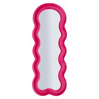 Dmora Espejo Marylin, Marco Ondulado Efecto Terciopelo, Forma Rectangular, Tipo De Pared, 60x160h Cm Rosa