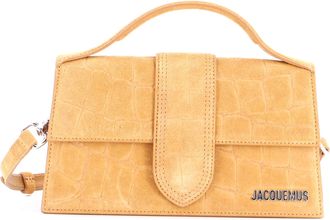 Jacquemus Le Grand Bambino Flap Bag Crocodile Embossed Suede