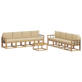 vidaXL Conjunto De Sof&aacute;s De Exterior Con Coj&iacute;n 9 Pcs Y Beige Vidaxl