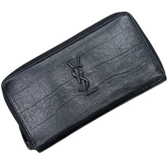 Saint Laurent Black Leather Long Wallet (Bi-Fold) (Pre-Owned)
