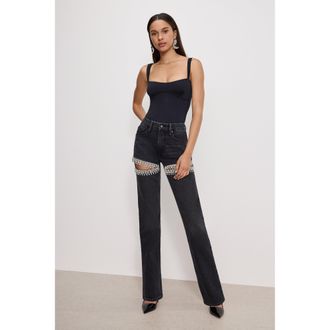 Good American Womens Sweetheart Sculpting Tank Bodysuit | Black, Size Large | Good American by KhloÈ Kardashian