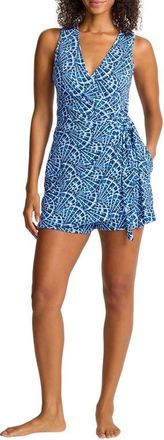 Tommy Bahama Island Cays Shell Cove Cover-Up Wrap Romper in Indigo Tide at Nordstrom, Size X-Small