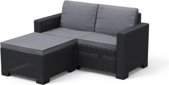 Keter California 2 Seater Balcony Chaise Lounge - Graphite with Grey Cushions
