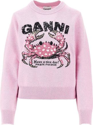 Ganni Crab wool-blend sweater Woman XS