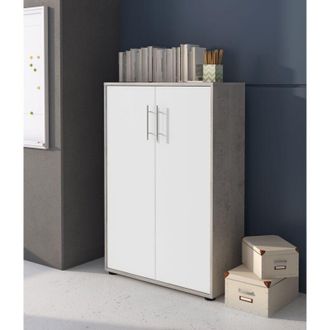 Dmora Armario Multiusos 2 Puertas Parabita, 4 Estantes, 2 Puertas, Abatible, 78.5x118h Cm Gris Cemento