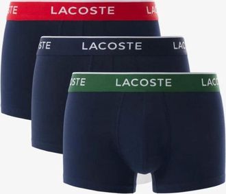 Lacoste Mens Lacoste 3-Pack Casual Boxer Trunks, Navy - Black - Size: 32/33/32