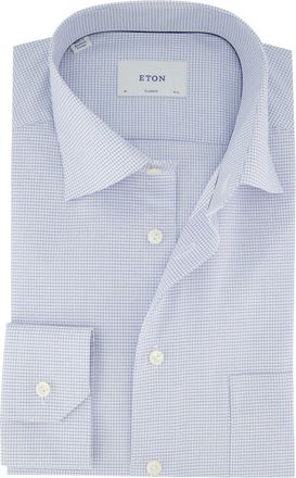 Eton Classic Fit overhemd met borstzak Eton strijkvrij geruit lichtblauw