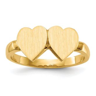 Diamond2Deal 14k Yellow Gold Open Back Heart Signet Ring