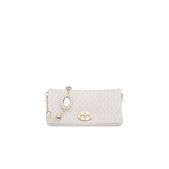 Miu Miu Iconic Crystal Cloqu&eacute; Nappa Leather Bag, Woman, White