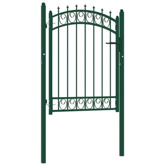 vidaXL Puerta De Valla Con Picos Acero Verde 100x125 Cm Vidaxl