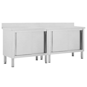 vidaXL Vidaxl - Mesas Trabajo Puertas Correderas 2 Uds Acero 200x50x(95-97)cm