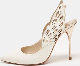 Sophia Webster White Leather Angelo Pointed Toe Slingback Pumps