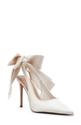 Steve Madden Teacup Slingback Pointed Toe Pump in Ivory Satin at Nordstrom, Size 9.5