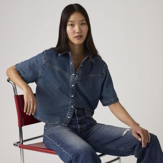 Levi's Logan Short Sleeve Denim Shirt - Womens - XS - Blue