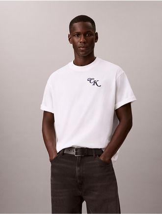 Calvin Klein Jeans Calvin Klein Mens Relaxed Block Script Logo Tee - White - XL