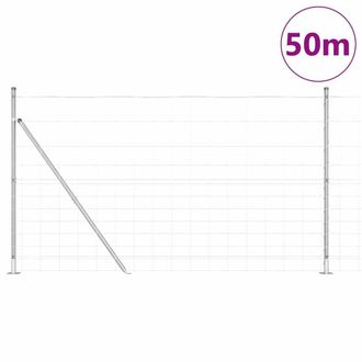 Berkfield Home Modern Field Fence 1.4x50 m Galvanised Steel in Silver