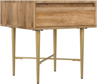 Simpli Home Fallon Solid Mango Wood 20In Square Contemporary End Table With Drawer In Natural