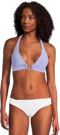 BECCA by Rebecca Virtue Marble Canyon Mira Ring Halter Womens Swimwear Bellflower : LG, Nylon/Spandex