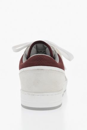 Prada Low Leather And Fabric Sneakers With Enamel Triangle Logo Prada