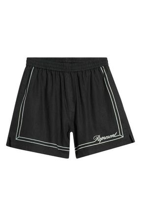 Represent Border Stripe Cotton Shorts in Jet Black at Nordstrom, Size Xx-Large