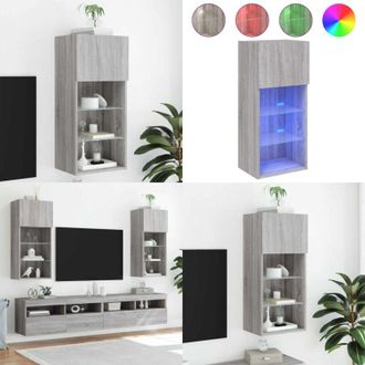 vidaXL Mobile TV con Luci LED Grigio Sonoma 40,5x30x90 cm - Luci LED - Mobile TV