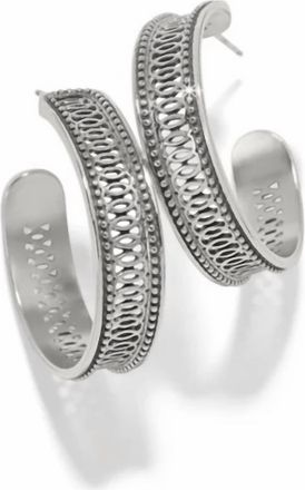 Brighton Womens Ferrara Siena Large Hoop Earrings In Silver
