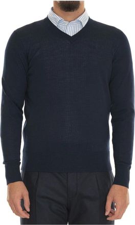 Hindustrie Merino Wol V-hals Trui - Heren - V-hals truien - Blauw - 2XL - Wol - Truien & Vesten