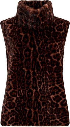 Cesare Gaspari Gevlokte Mouwloze Gesculpteerde Top met Kraag - Dames - Ponchos - Bruin - ONE Size - Polyester - Jassen