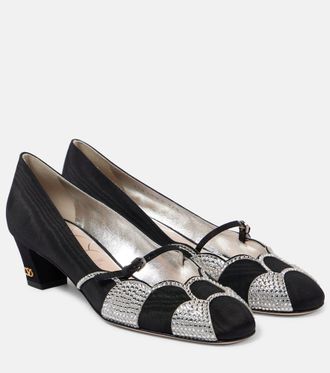 Valentino Garavani Bowow 45 embellished moire pumps